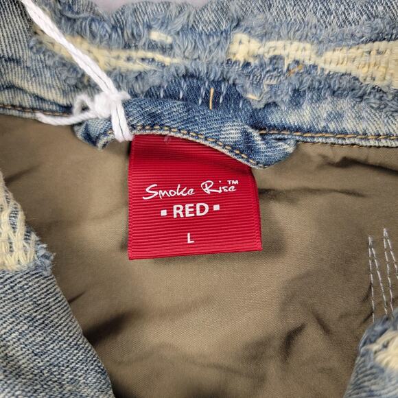 Smoke Rise Jacket Womens Lg Camo Distressed Denim Cropped Military Style (971) - Picture 4 of 8